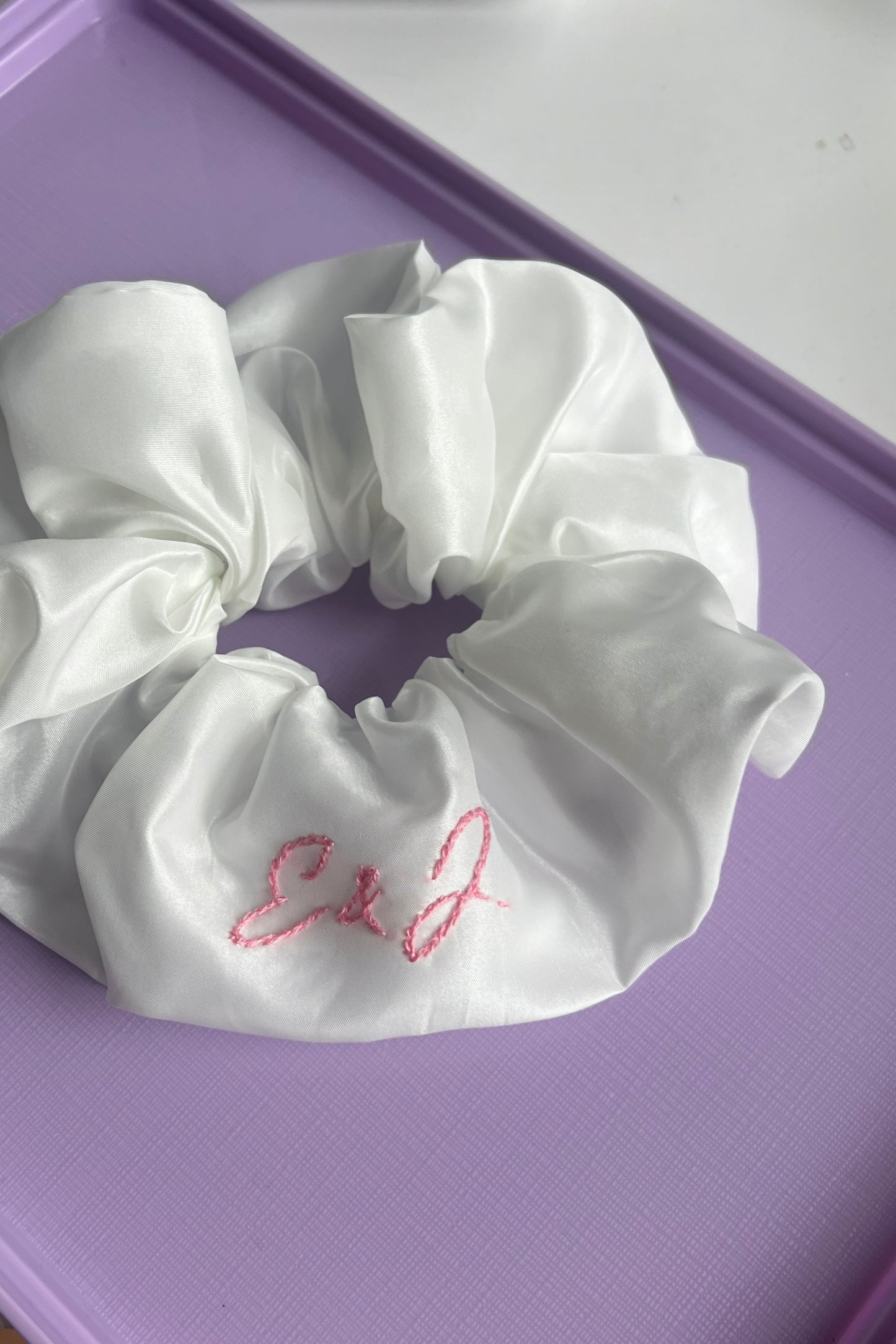 Embroidered Bridal Scrunchie - Various Sizes