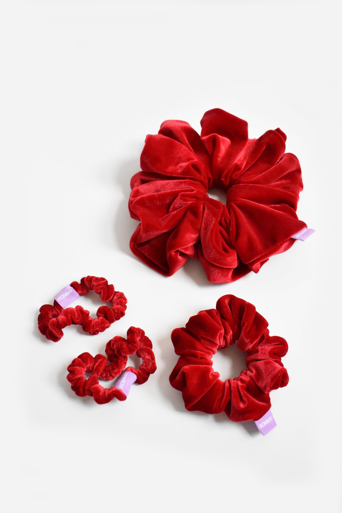 Red Cherry Velvet Scrunchie - Various Sizes
