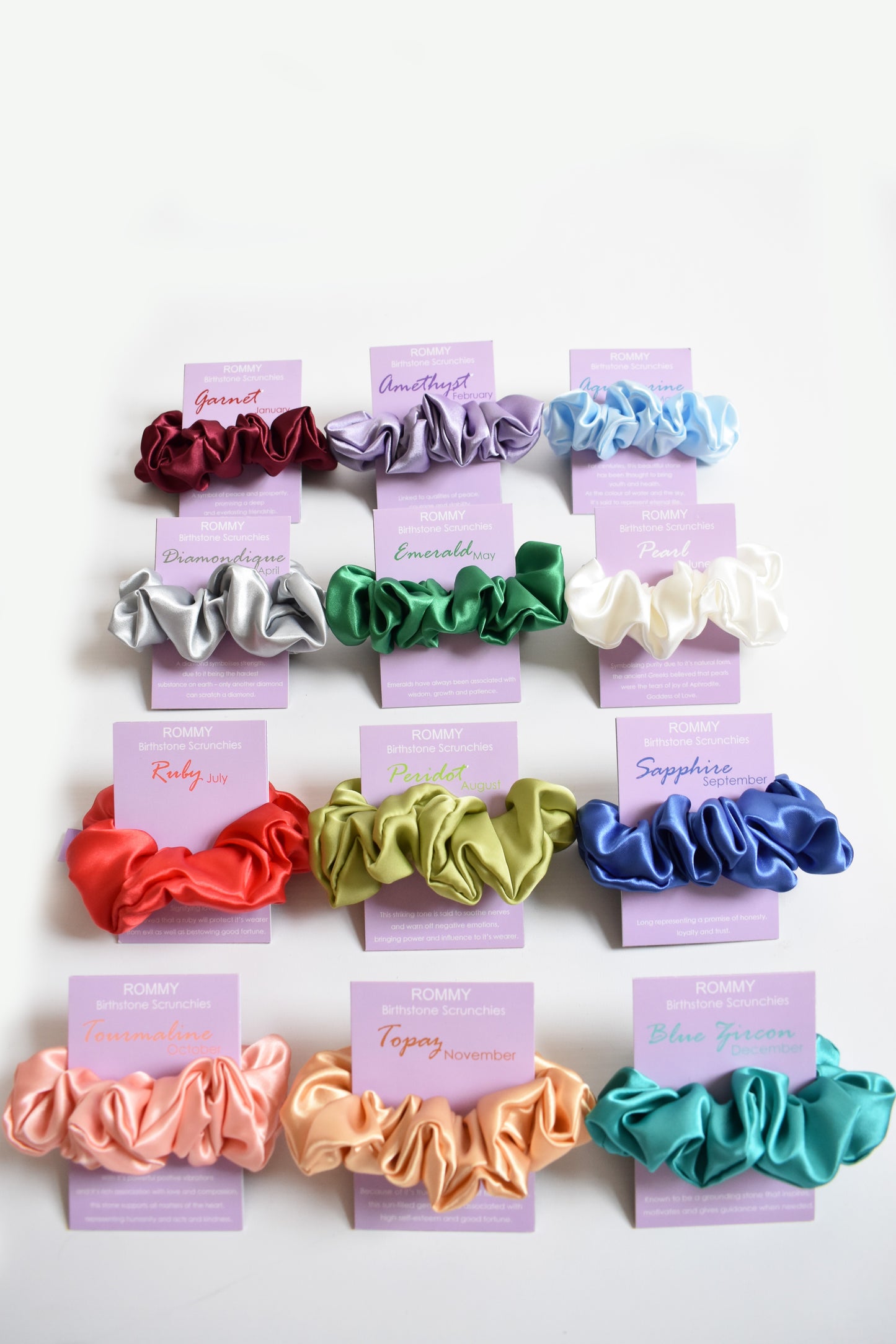 Birthstone Scrunchie - Various Sizes/Colours