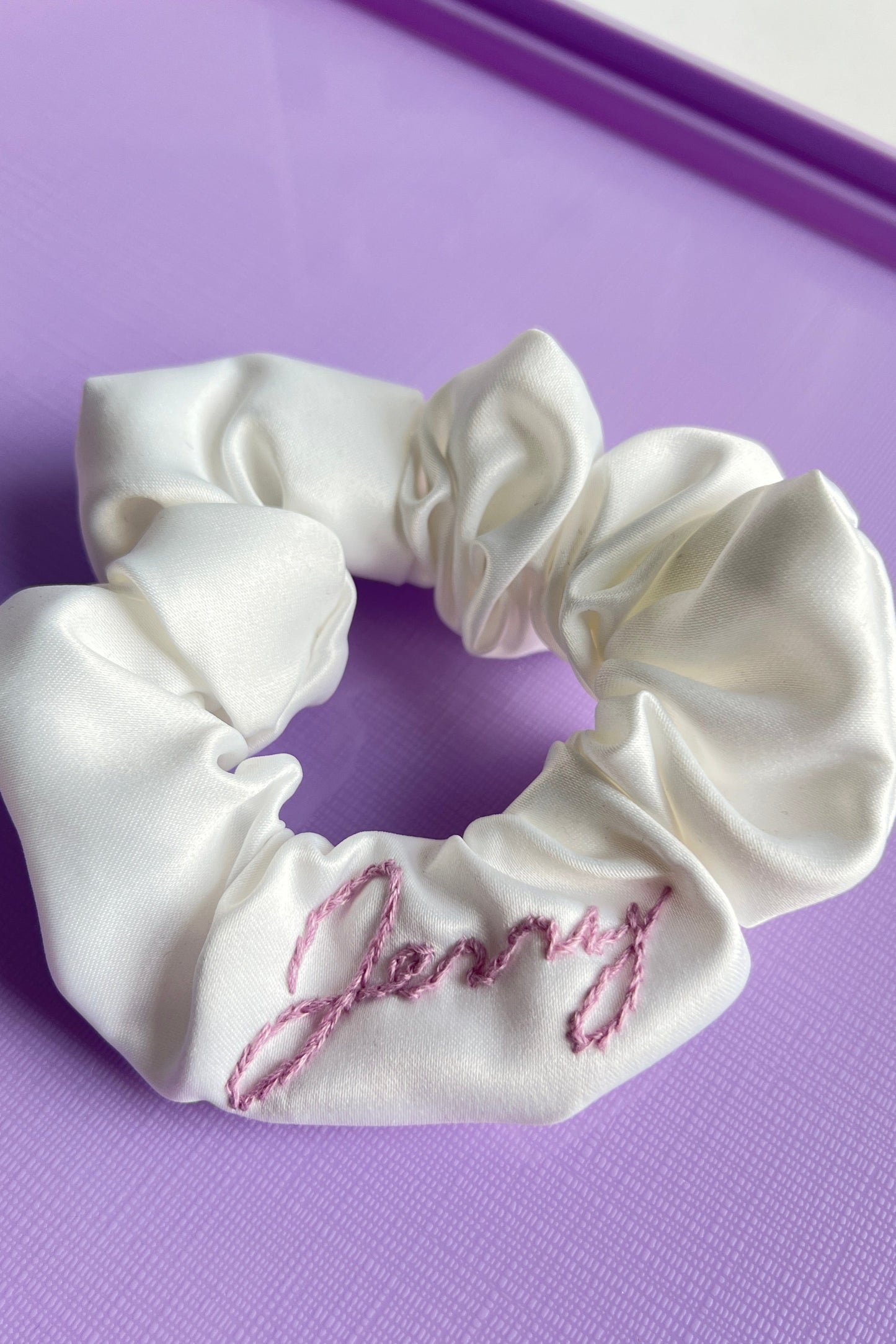 Embroidered Bridal Scrunchie - Various Sizes