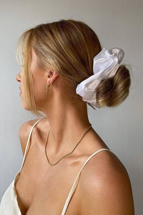 Large Satin Scrunchie in Statuesque White