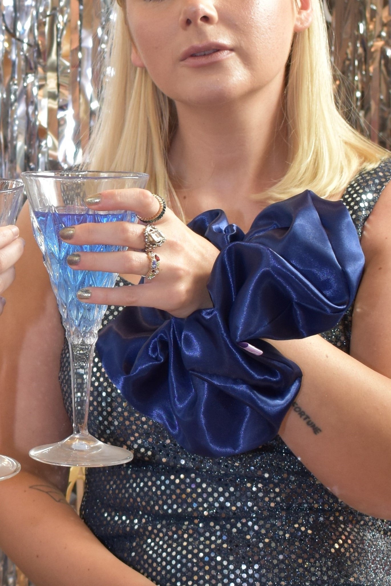 XL Satin Scrunchie in Sapphire Navy