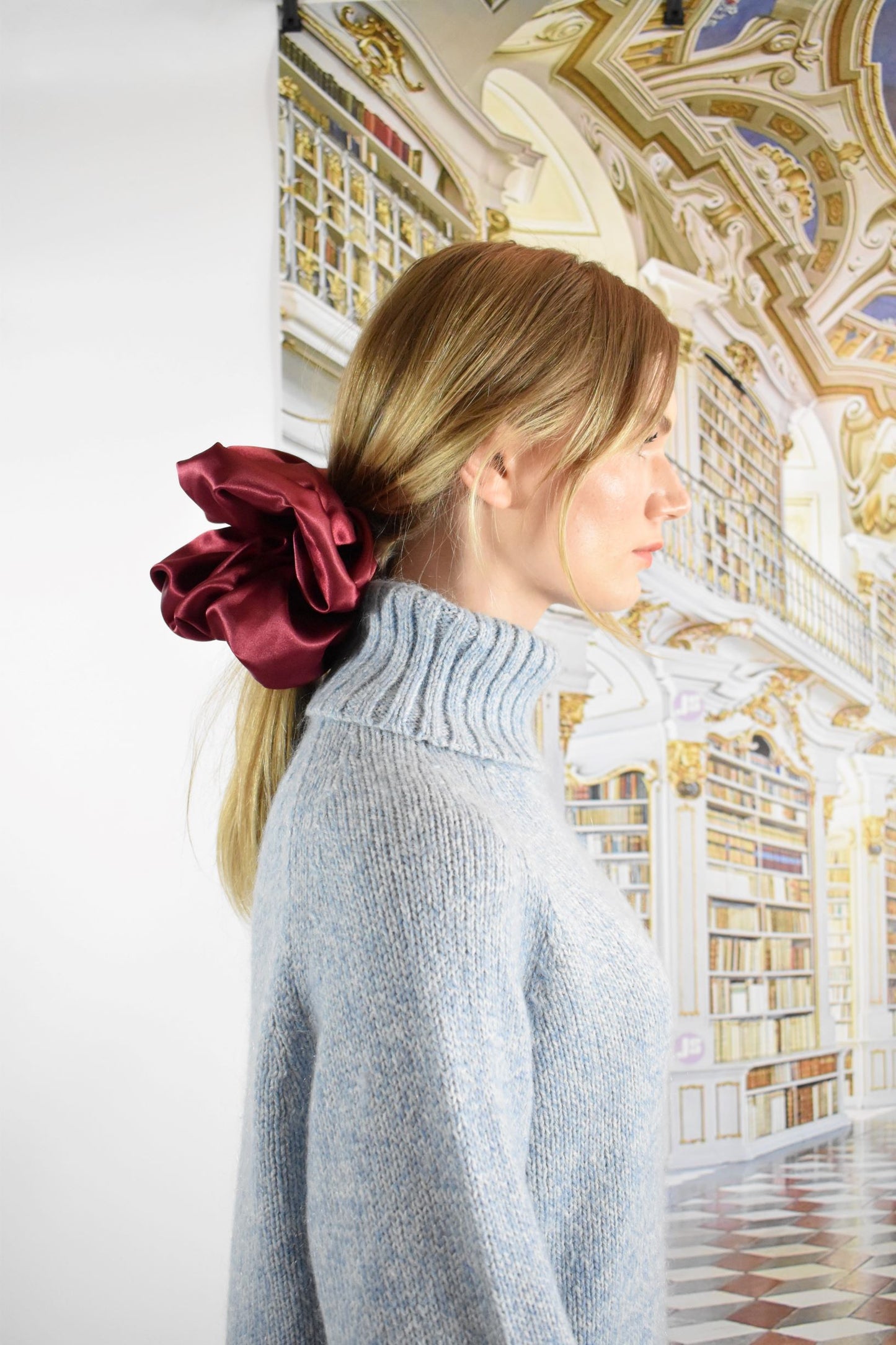 XL Satin Scrunchie in Burgundy