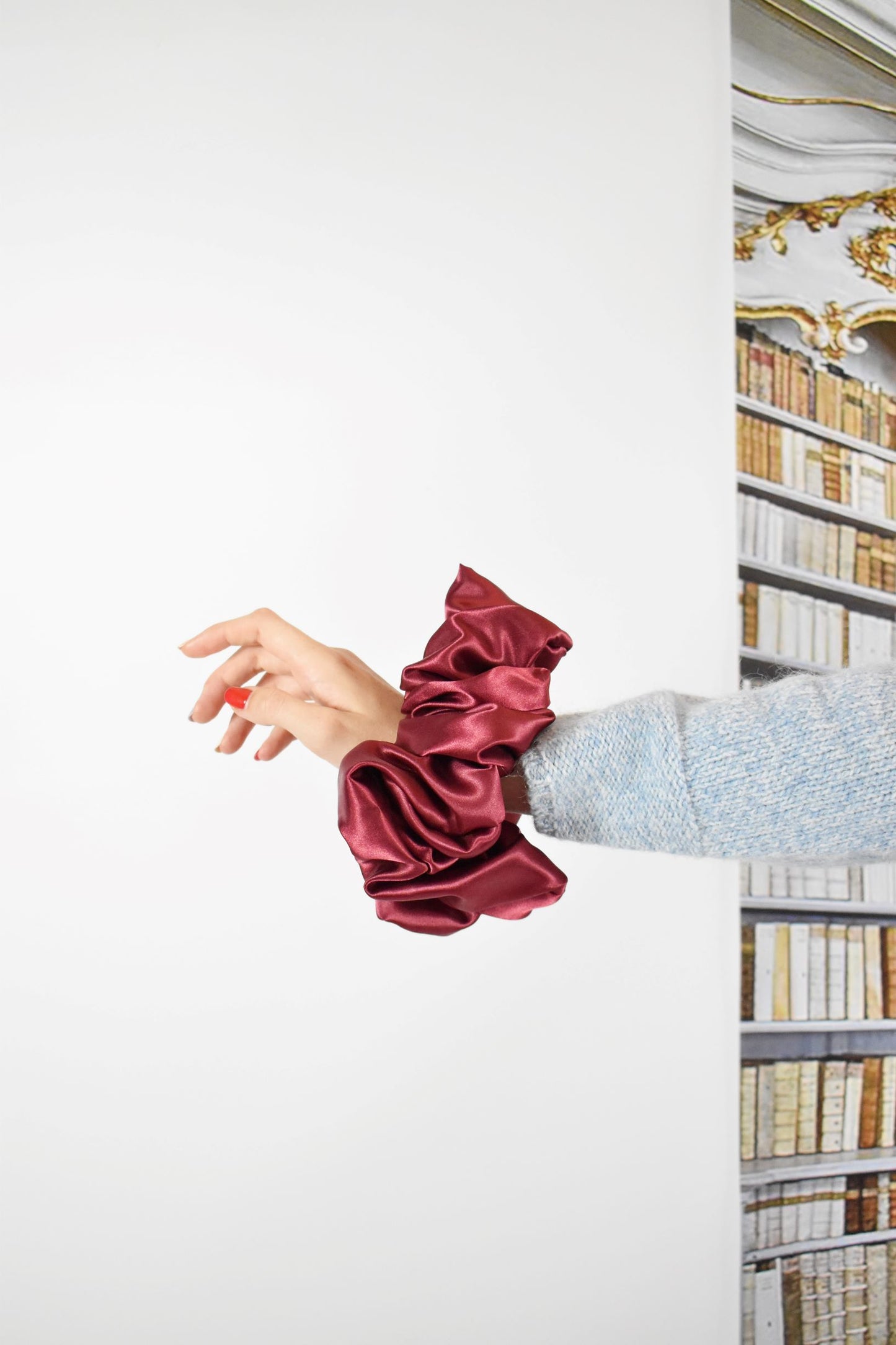 Large Satin Scrunchie in Burgundy