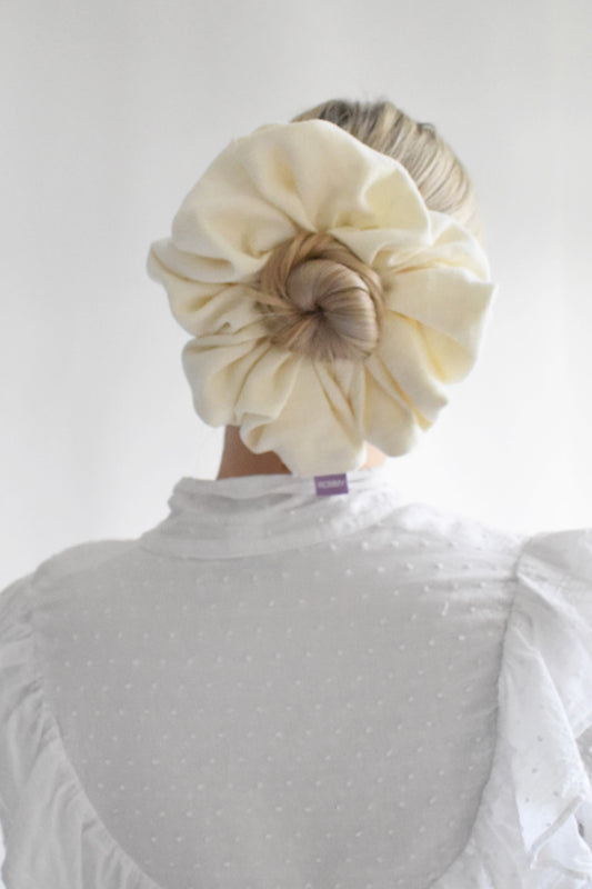 Cottage Cream Linen Scrunchie - Various Sizes