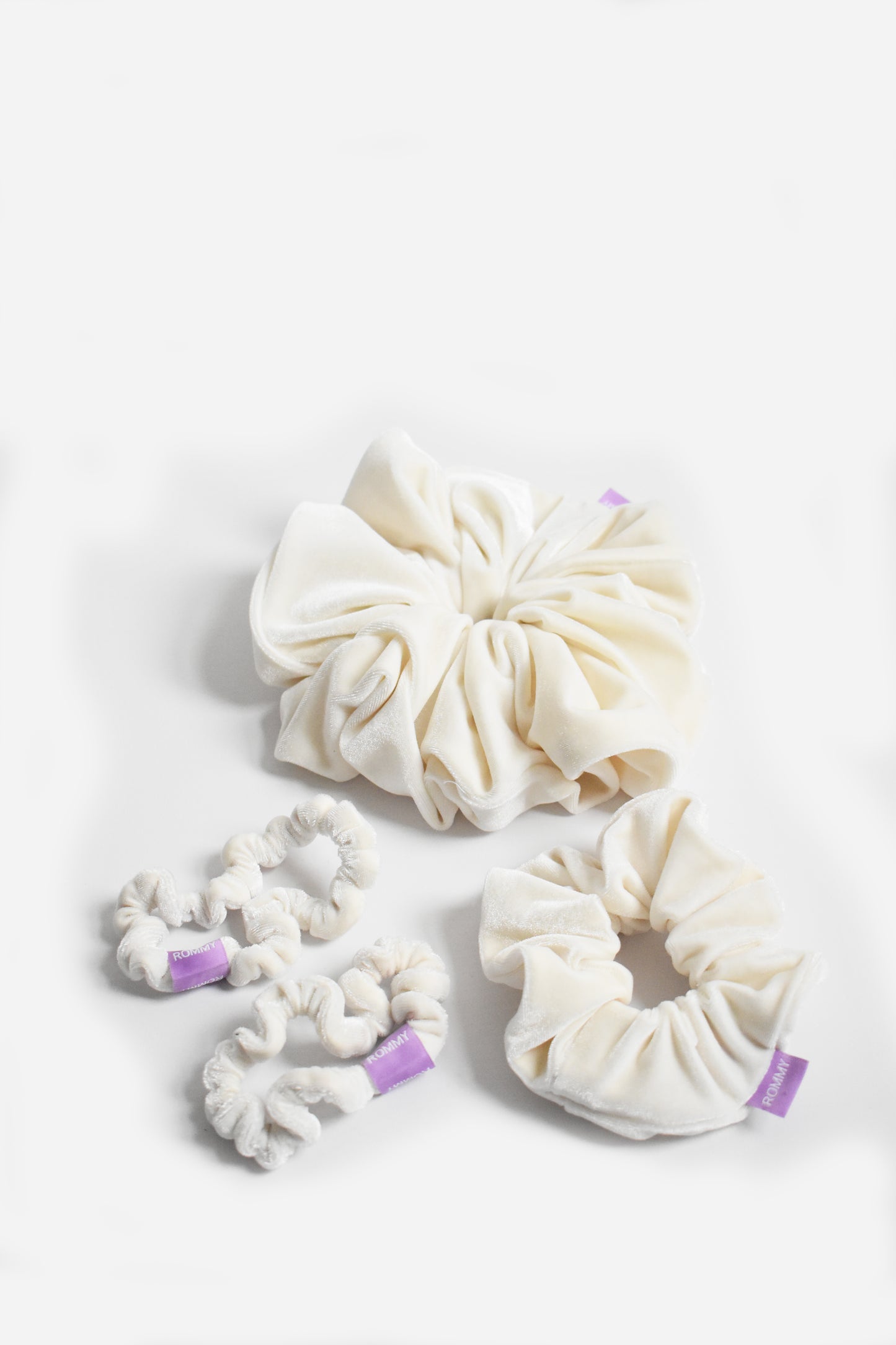 White Velvet Scrunchie - Various Sizes