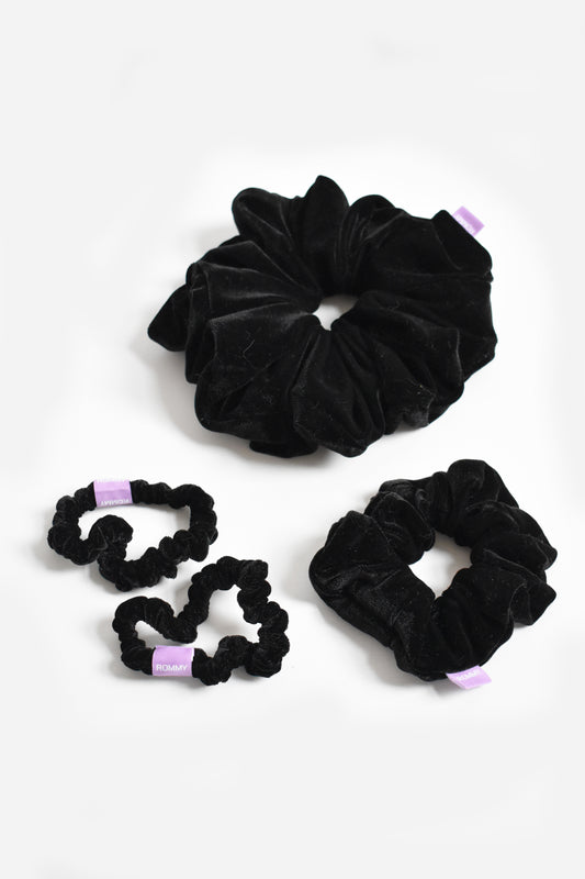 Black Velvet Scrunchie - Various Sizes