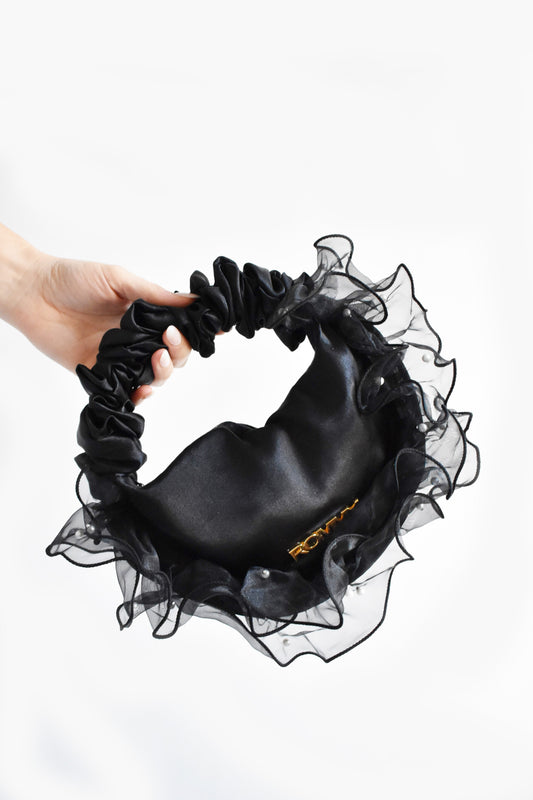 Mini Dakota Black Pearl Ruffle Bag