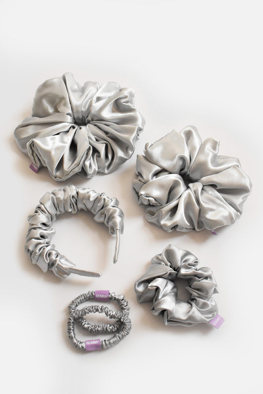 Diamondique Silver Scrunchie - April Birthstone - Various Sizes