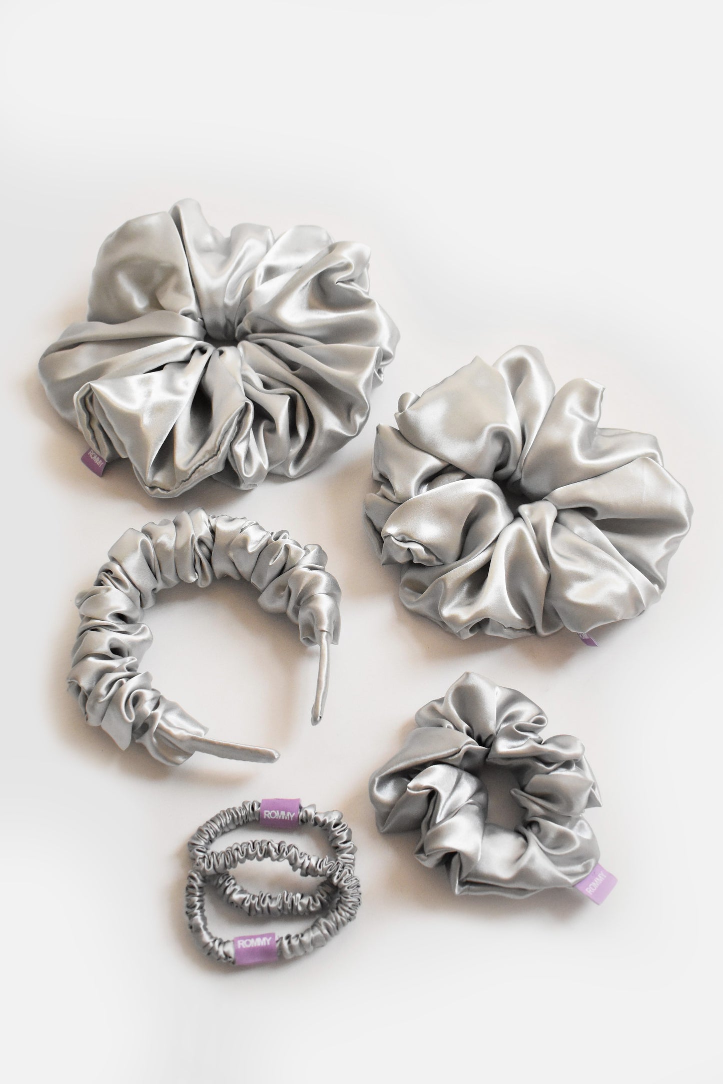 Diamondique Silver Scrunchie - Various Sizes