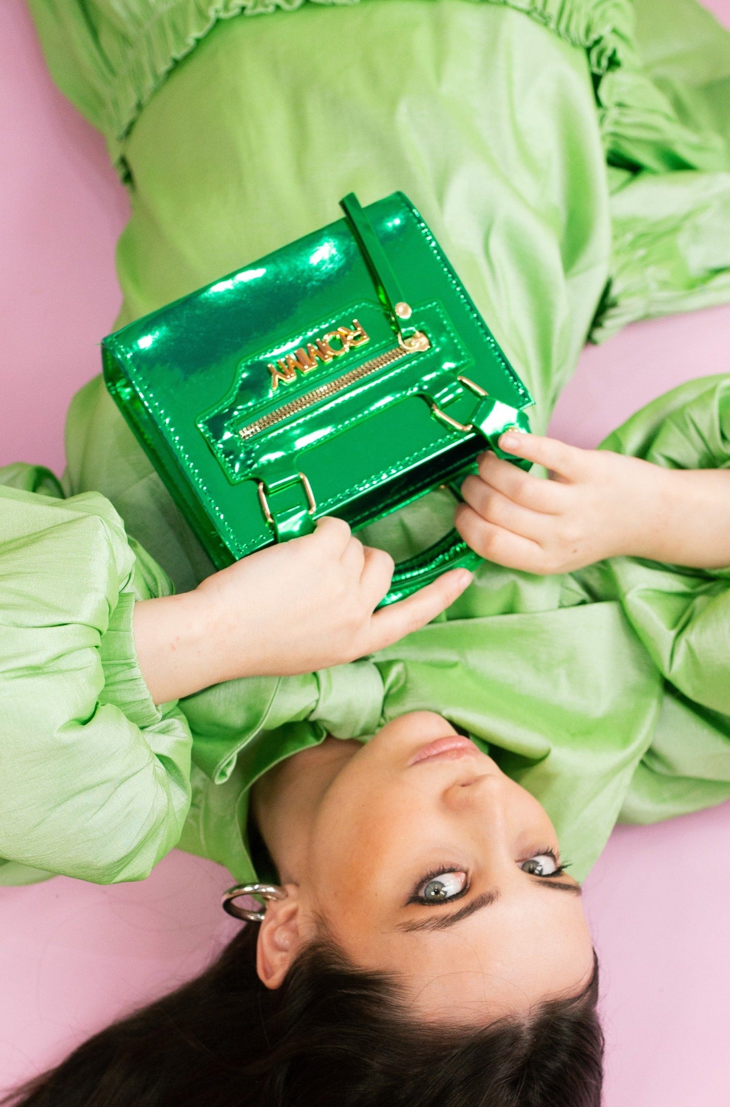 Green Metallic Minibox Bag