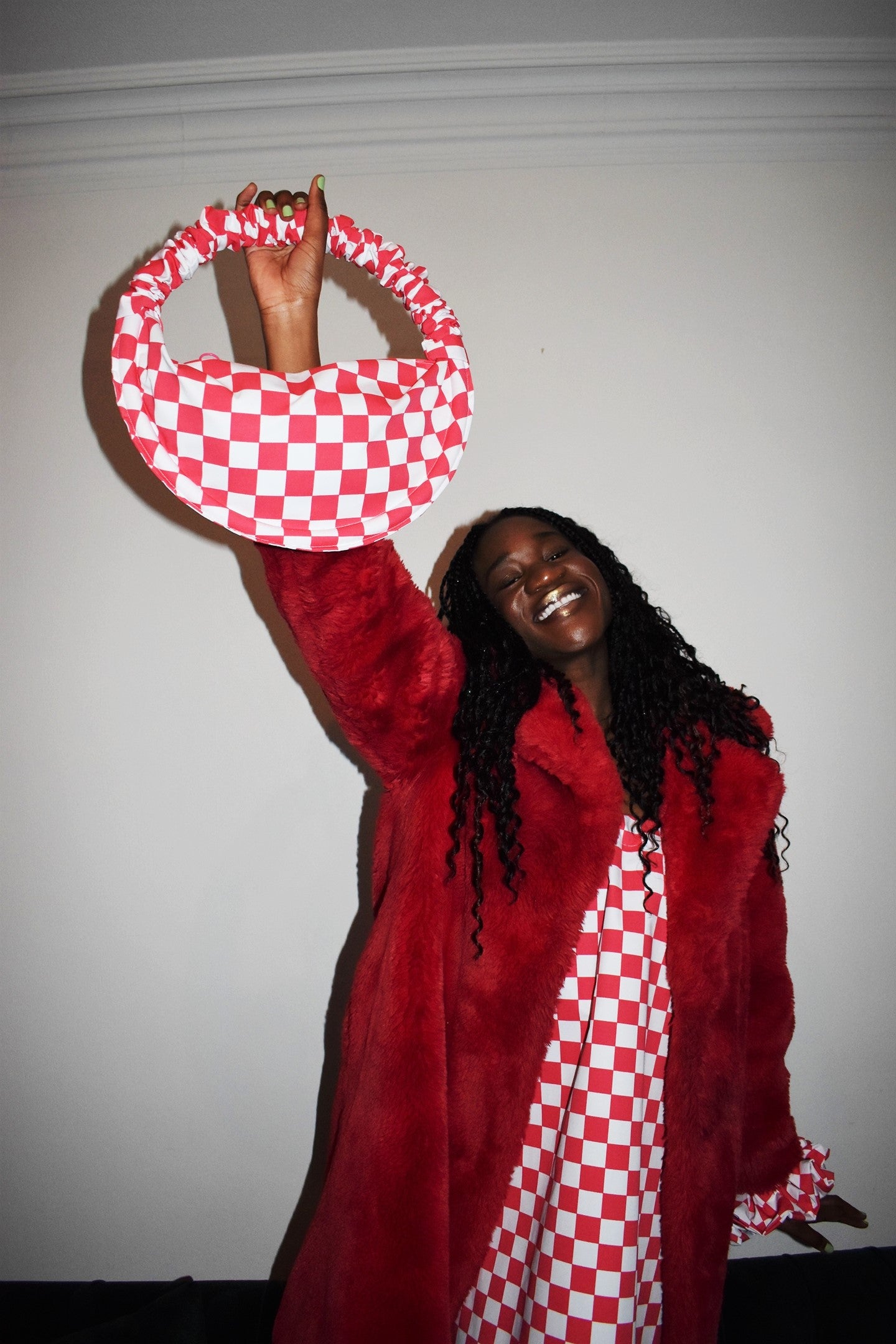 Magenta Checkerboard Bag - Various Sizes
