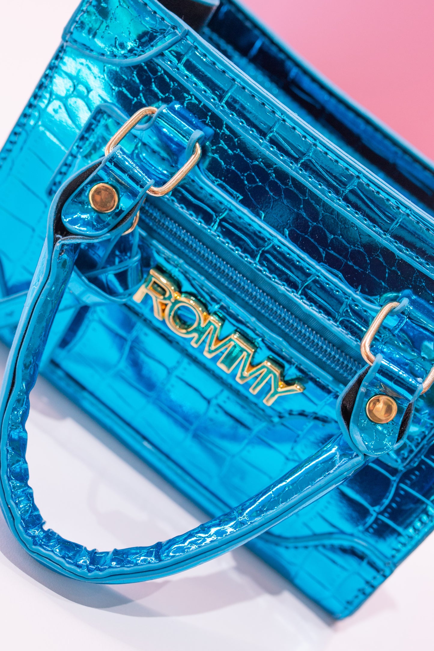 Blue Metallic Minibox Bag